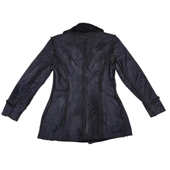 Bebe Y2K Black Faux Suede Jacket Grunge Chic Raw Seams Plush Lining Size S - Picture 7 of 9